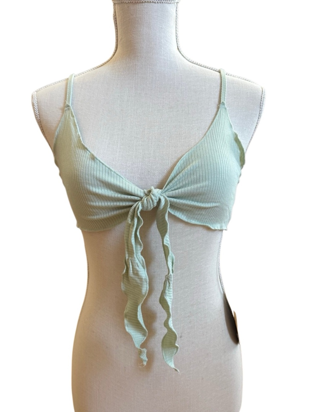 NWT Dolls Kill Horoscopez Tie Front Design Lettuce Cut Edge Bralette Size Small